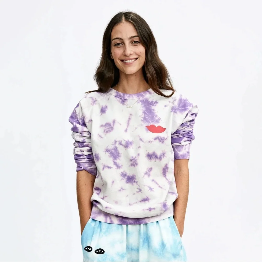 Brand New Claire V Poppy Tie Dye XL Crew Neck Sweater purple SO SOFT ๐ - Picture 12 of 13